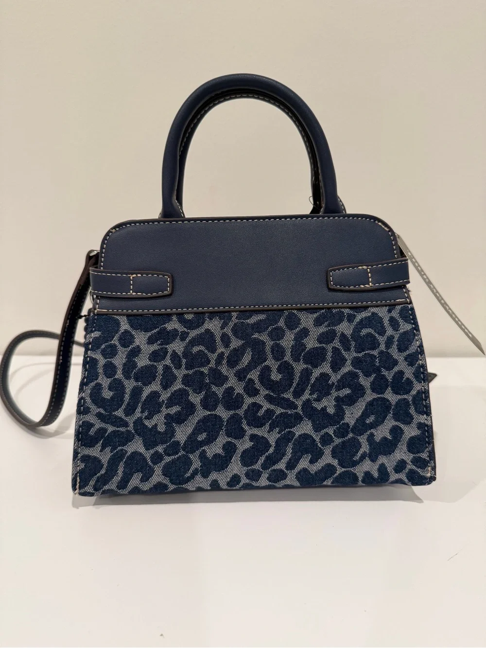 True Religion Women's Navy Leopard Denim Satchel